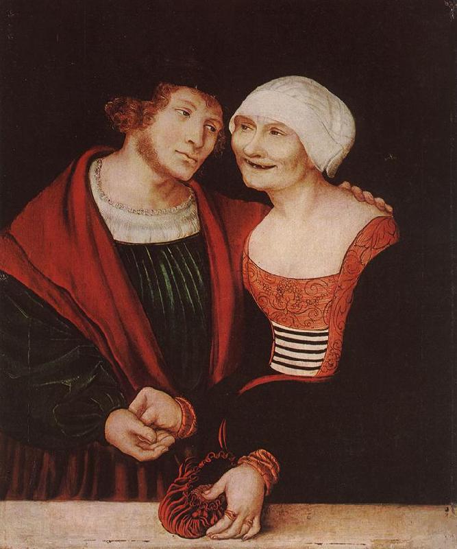 CRANACH, Lucas the Elder Amorous Old Woman and Young Man gjkh Spain oil painting art